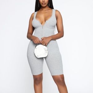 Fashion Nova Gray Ribbed Jumpsuit